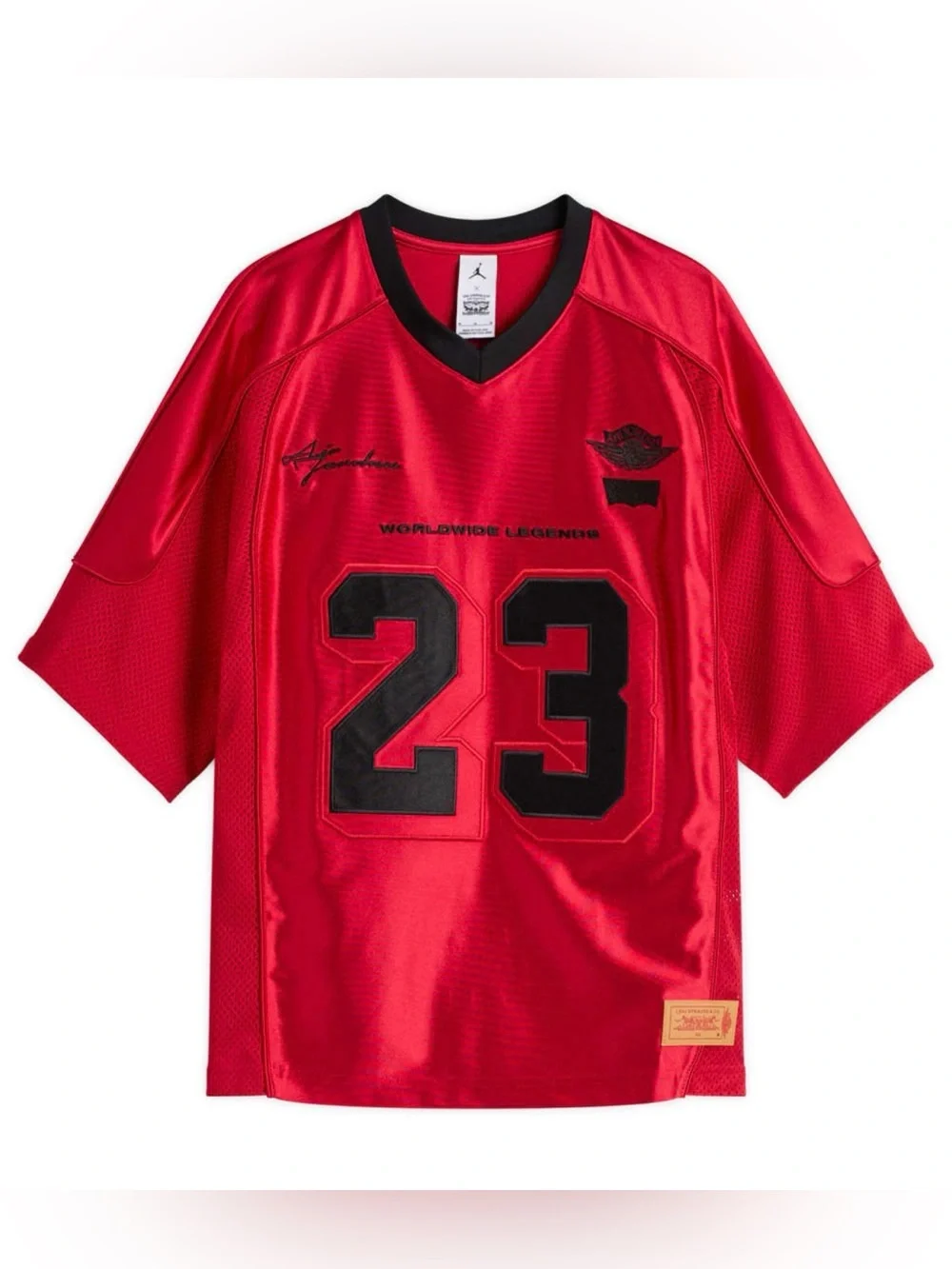 AIR JORDAN X LEVI'S FOOTBALL JERSEY Gym Red Logo Graphic Men's Size Small